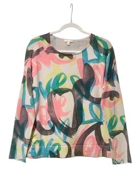 Lisa Todd Love Sweater Cotton Cashmere Crew Neck Pullover Long Sleeve Medium M